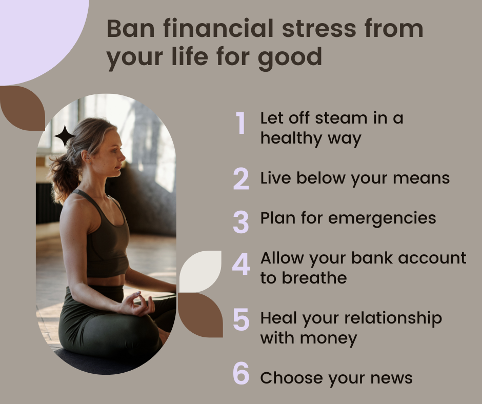 infographic with 6 tips to ban financial stress